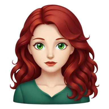Woman with long wavy dark red hair and green eyes sticker