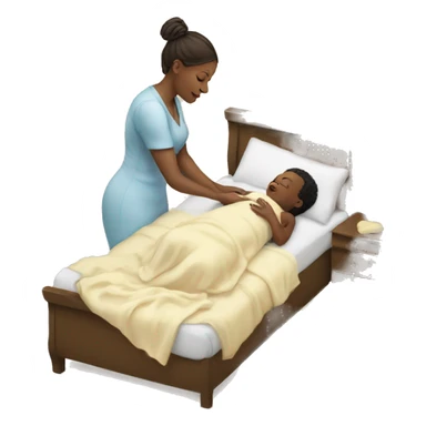 white woman putting baby to bed sticker