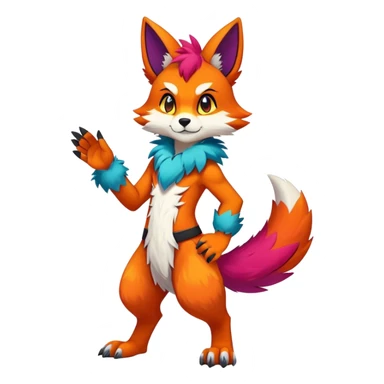 Edgy colorful anthro fursona Fakemon sticker