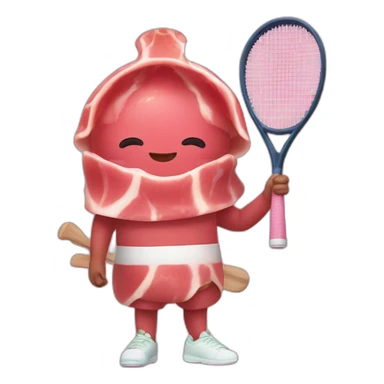 Kawaii jamon with tennis racket sticker