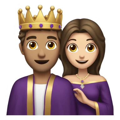 Caucasian long  brunette woman wearing formal royal purple robes and a crown who is pouring her heart out to the man she adores  sticker