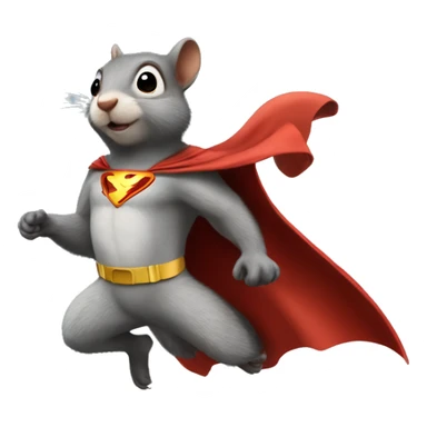Squirrel as a superhero wearing a cape flying like Mighty Mouse  sticker