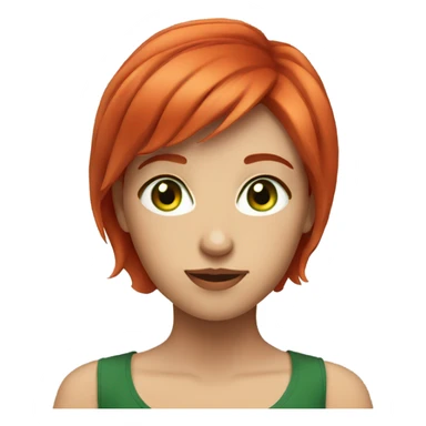 full face red short hair girl green eyes sticker
