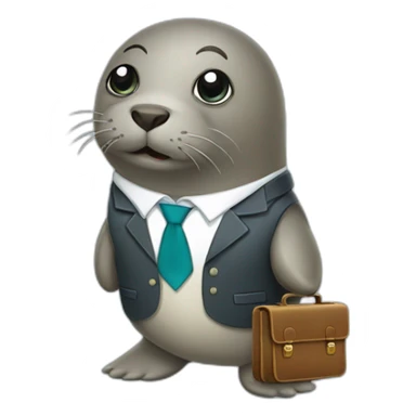 Seal in tie and with briefcase sticker