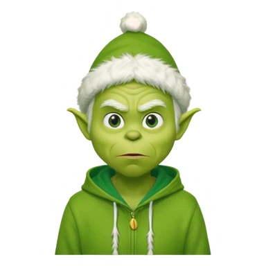 Create an avatar of white european male in hoodie with ``BST`` letters on it. make him look like grinch from movie sticker
