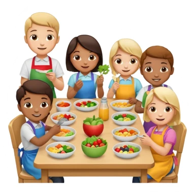 Kinder essen ein gesundes Mittagessen im Kindergarten sticker