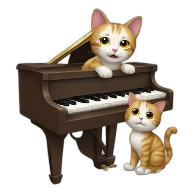 cat holding piano sticker