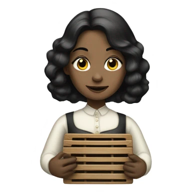 Victorian lady with pale skin and black hair holding soap and a washboard sticker