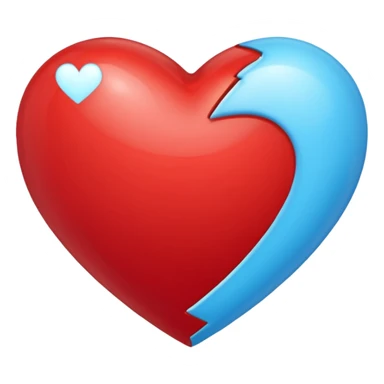 Corazón rojo único diferente con tonos azul claro sticker
