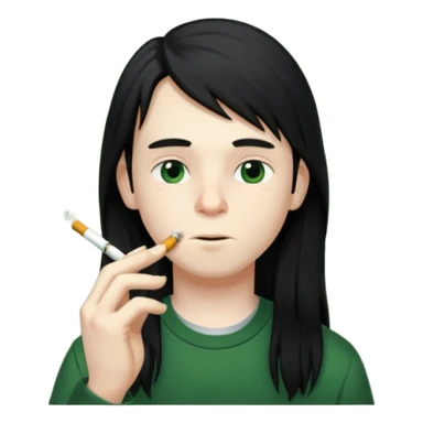 young boy with black long hair smoking weed sticker