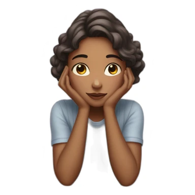 Dreamy girl looking up head on her hands sticker