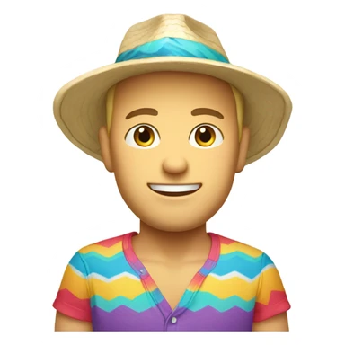 white skinned male with beach hat and beach shirt sticker