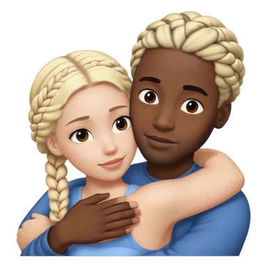 White blonde woman hugging black man with braids sticker