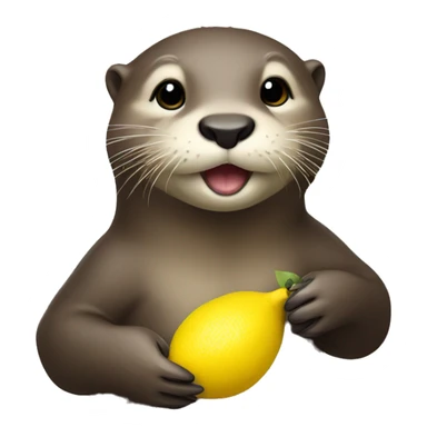 Otter holding a lemon sticker