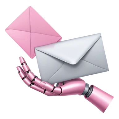 pink robotic hand holding email envelope sticker