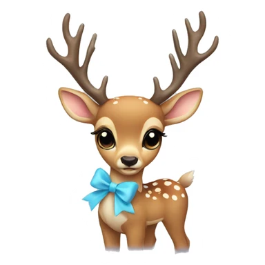 Deer with a cute baby blue bow sticker