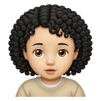 curly black hair baby sticker