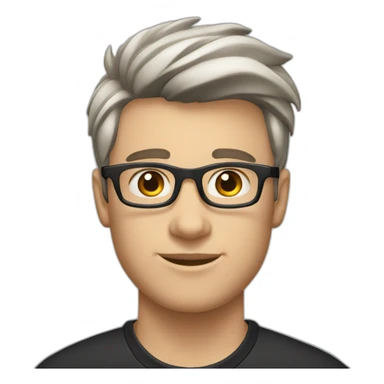 22 years old Caucasian male wearing black polo and silver glasses with quiff haircut sticker