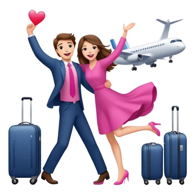  happy elegant beautiful girl flowy brown hair that is more valuable then corals excited to see the love of her life at the airport then the man lifts her up in the air embracing her this way she has pink lips sticker