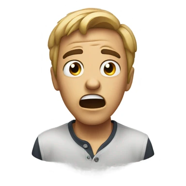 An classic emoji with a scared or nervous expression, arched eyes tilted inward, and hands gripping the face in a gesture of anxiety. A black background with dynamic effects adding depth, emphasizing the intense and captivating emotion sticker