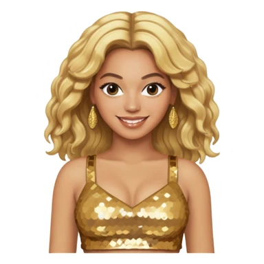 Beyonce with blonde hair, gold sequin crop top  sticker