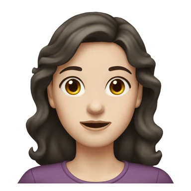 wavy medium dark hair women with pale skin, wide eyes, wide face sticker