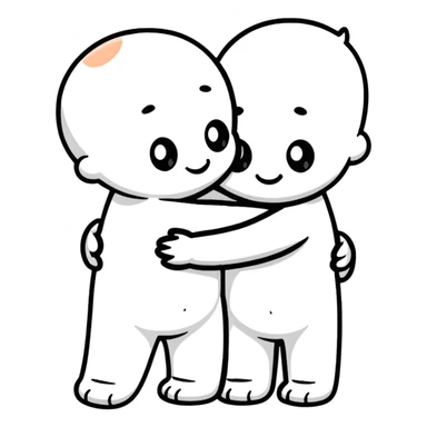 Two cute characters hugging each other sticker