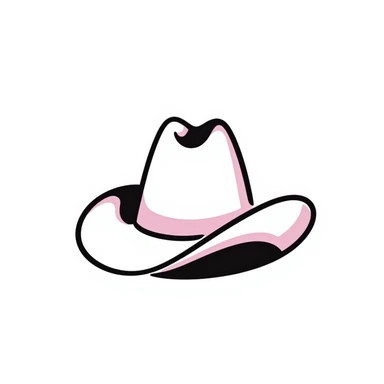 pink cowgirl hat, hand-drawn doodle, no text, minimal background sticker