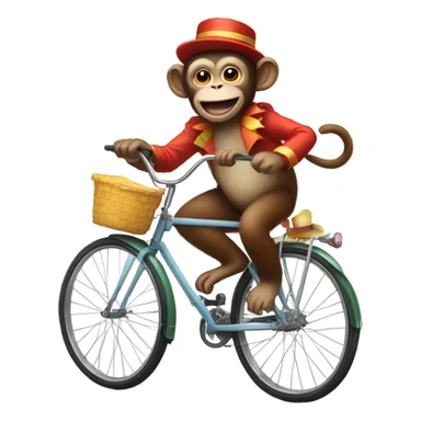 A monkey in a clown costume on a bicycle sticker