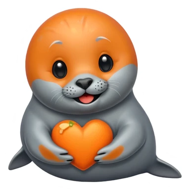 a seal in love with orange heart sticker