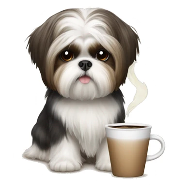 Shih Tzu Yana drinks coffee sticker