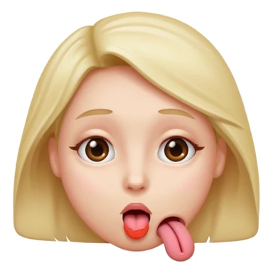 face with eyes rolled up, tongue hanging out, blushed sticker