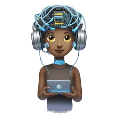 Balancing mind and technology a girl with technical concept  sticker