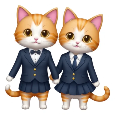 Two cute cats, one wearing a suit and one wearing a dress  sticker