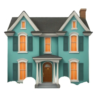 Teal grand house with orange accents sticker