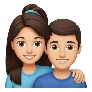 a brunette boy with his girlfriend sticker