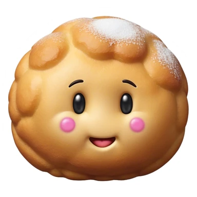 Cinematic Realistic Bu√±uelo Dessert Emoji, showcasing a fluffy, deep-fried dough ball dusted with sugar rendered with lifelike textures and warm, festive lighting. sticker