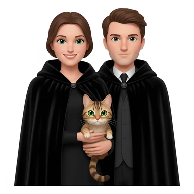 magician couple and their pet cat sticker