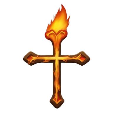 Cœur avec une croix et du feu au dessus  sticker