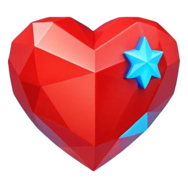 A blocky geometric red 3D heart with a glowing blue star inside sticker