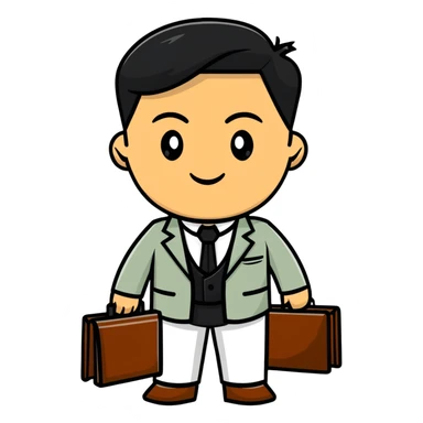 Professional Pakistani diplomat in traditional formal clothing with briefcase sticker