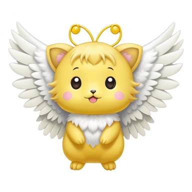 yellow keru from card captor sakura with white wings sticker
