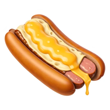 make a picture of a sausage that has been cut in half and melted cheese comes out from inside the sausage sticker
