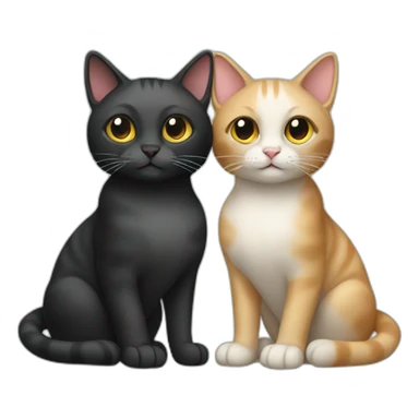 two cats, one black and one multicolored sticker