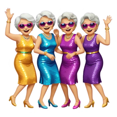 Grandmas dancing in disco party  sticker