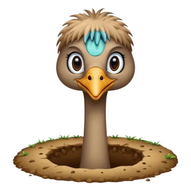 Ostrich with head inside a hole in the ground sticker