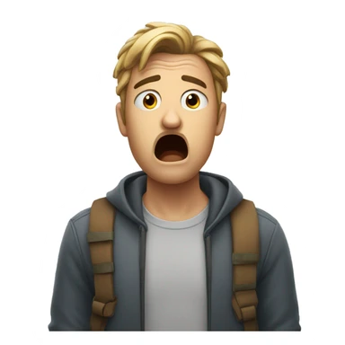 worried, man, anxious, open mouth sticker