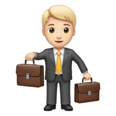 emoji style character representing a Business Lead holding a briefcase or bar chart sticker