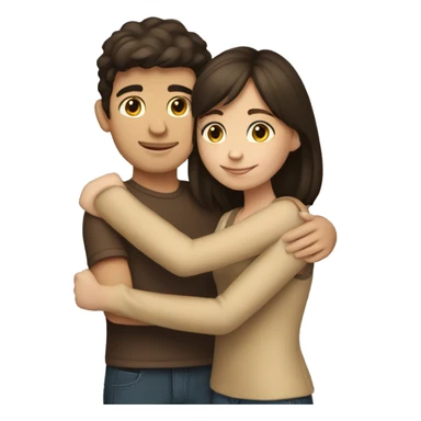 brunette girl hugging brunette boy  sticker