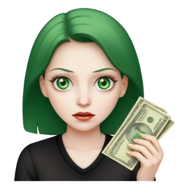 Crazed looked woman who wants to spend money sticker